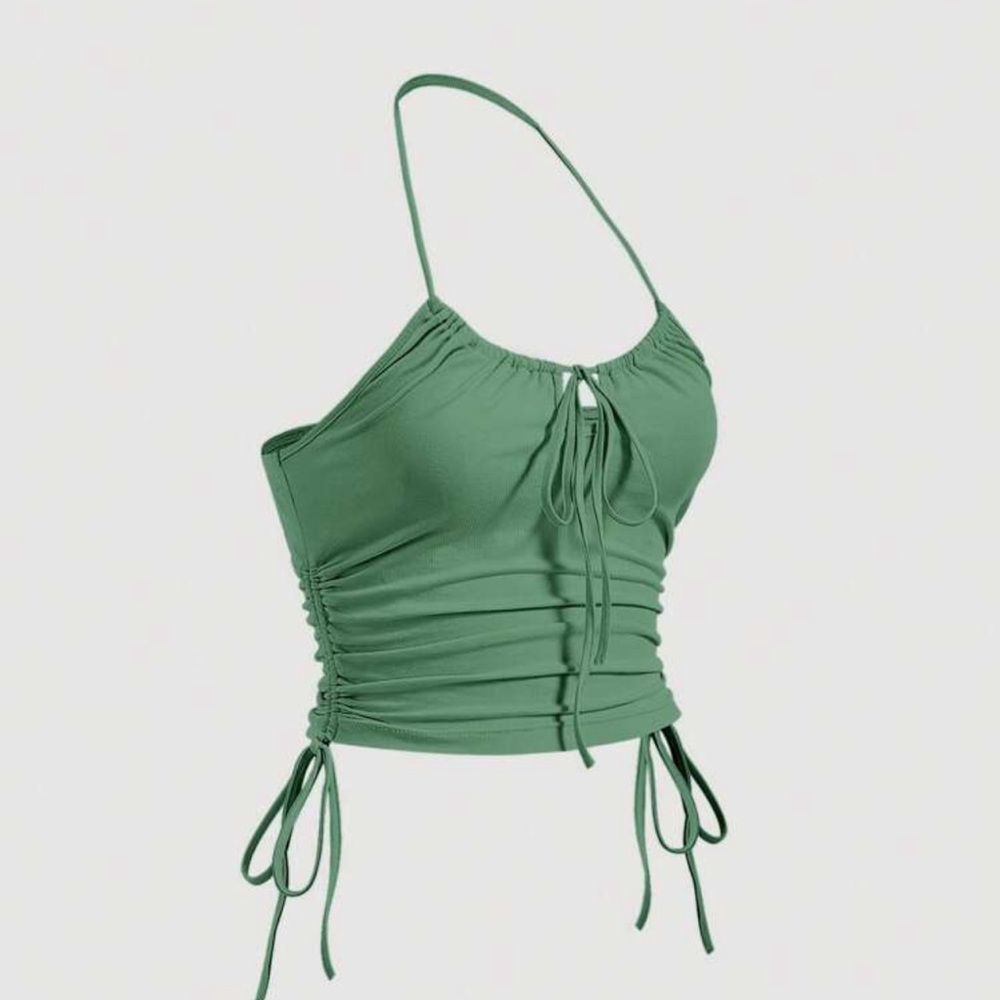 Solid Drawstring Side
Halter Top